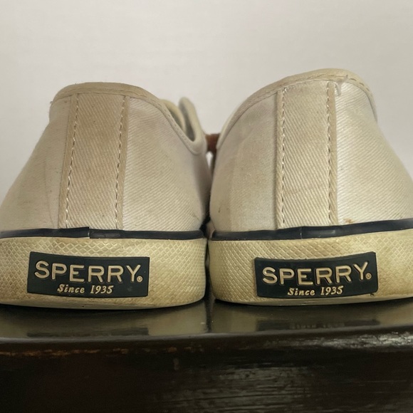 🌻 Sperry Women’s White Canvas Shoes Size 7 - Picture 3 of 4